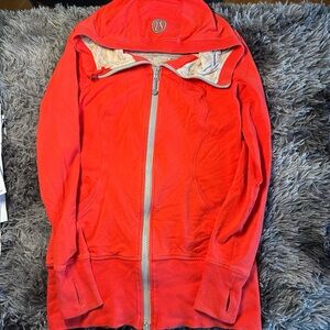 lululemon athletica Women's Bright Red Full-Zip Hoodie Bomber Jacket